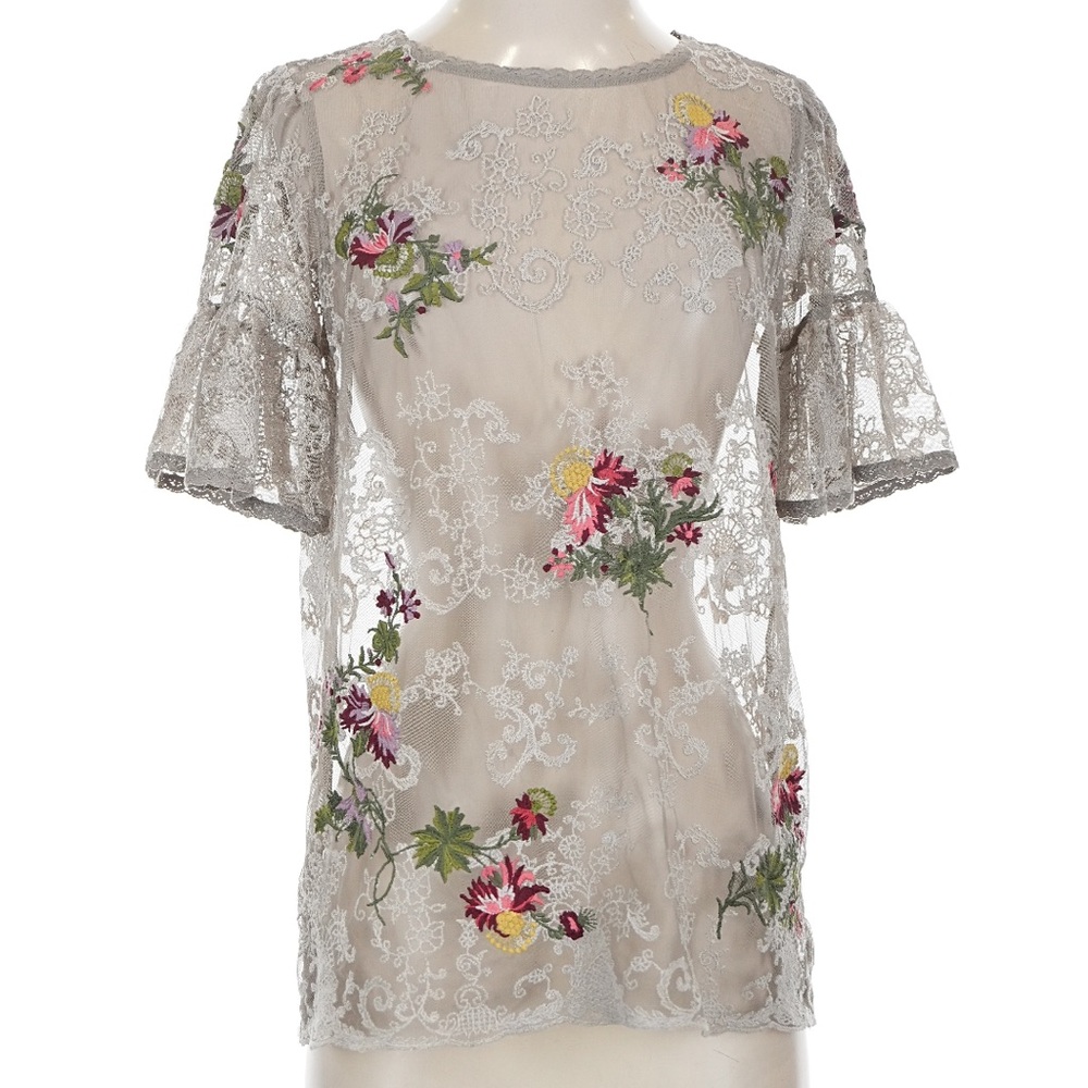 Sundance Floral Embroidered Lace Top Boho Cottagecore Hippie Romantic Size M